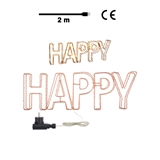 Scritta 3D "Happy" Filo Rame 78 Microled foto